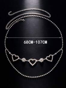 1入新款時尚肚皮舞心形腰鍊,多層閃爍性感身鍊,適用於夜店或派對 - 銀色 - 查看 5