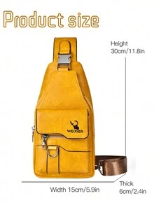 1入組男士腰包，多格口設計，男士胸包，PU耐磨材質，大容量多口袋設計，可拆卸和調節肩帶，新款極簡時尚便攜休閒包，適合男士日常生活使用，適用於工作、上學、旅遊、購物，是朋友、同學和家人的禮物。 - 黃色 - 查看 3
