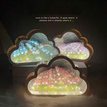 1pc，云朵郁金香小夜灯，手工制作，发光LED台灯，家居卧室装饰，创意生日礼物，DIY手工制作的圣诞节生日礼物，需要自行购买电池，户外灯 - 彩色 - 查看 10