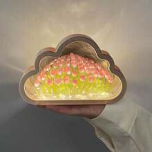 1pc，云朵郁金香小夜灯，手工制作，发光LED台灯，家居卧室装饰，创意生日礼物，DIY手工制作的圣诞节生日礼物，需要自行购买电池，户外灯 - 彩色 - 查看 9