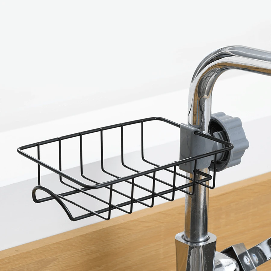 Estante para grifo de acero inoxidable grifo estante de almacenaje organizador cocina baño resistente anti oxidante multiusos fácil instalar presentación compacta maximiza espacio accesorios limpio - Negro - Ver 1