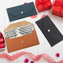 1 Piece Reusable Leather Cash Wallet, Waterproof Cash Envelopes Bag, Leather Cash Envelopes, Envelopes Wallet For Spring, Wedding, Graduation (Black) - Black - View 5