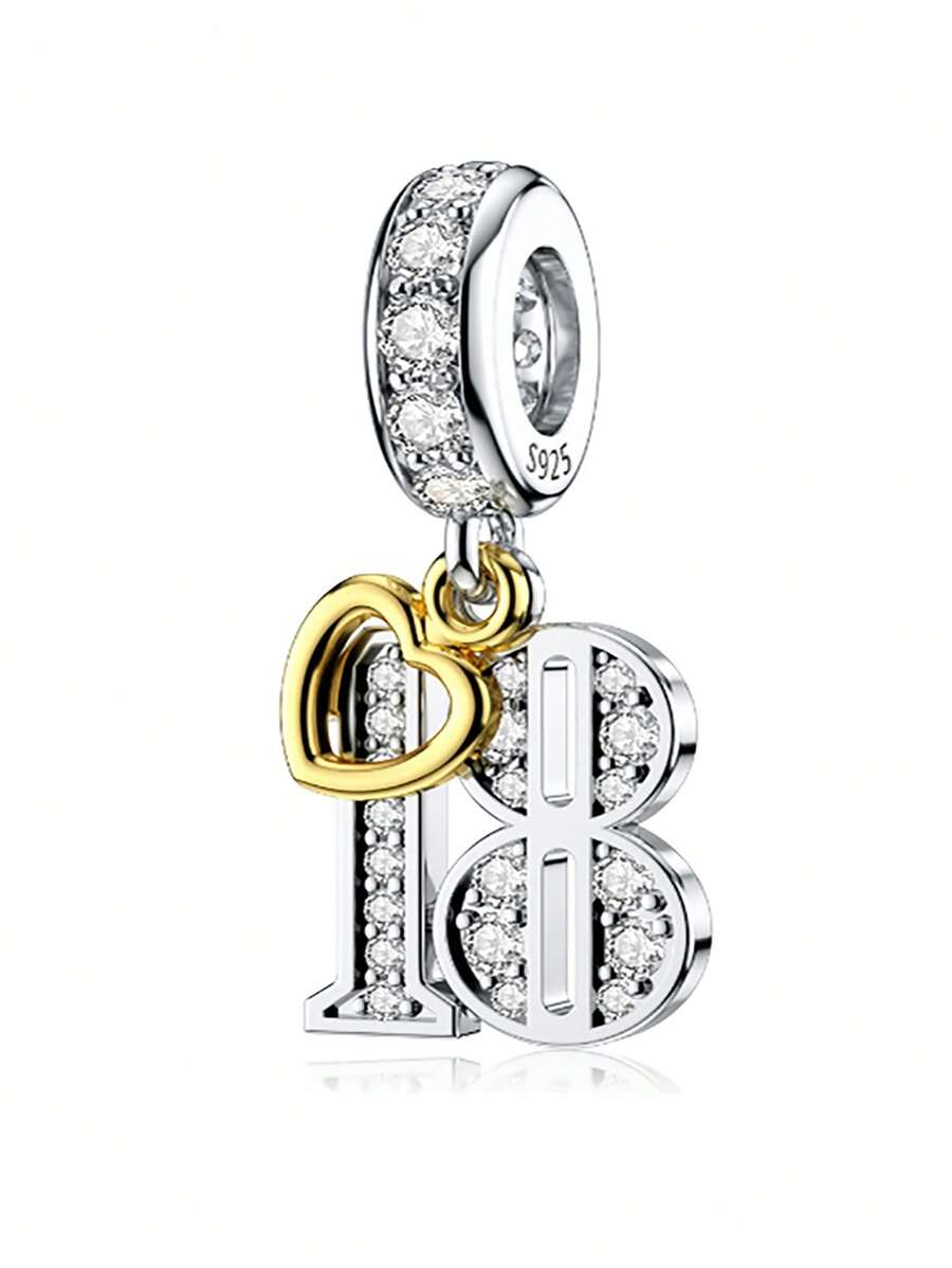 HuooNew 1 Máy Tính Sáng Tạo Bạc Đính Đá Cubic Zirconia Số 18 Tự Làm Mặt Dây Chuyền Nam Nữ Cho Tự Làm Trang Sức Làm - Bạc - Xem 1