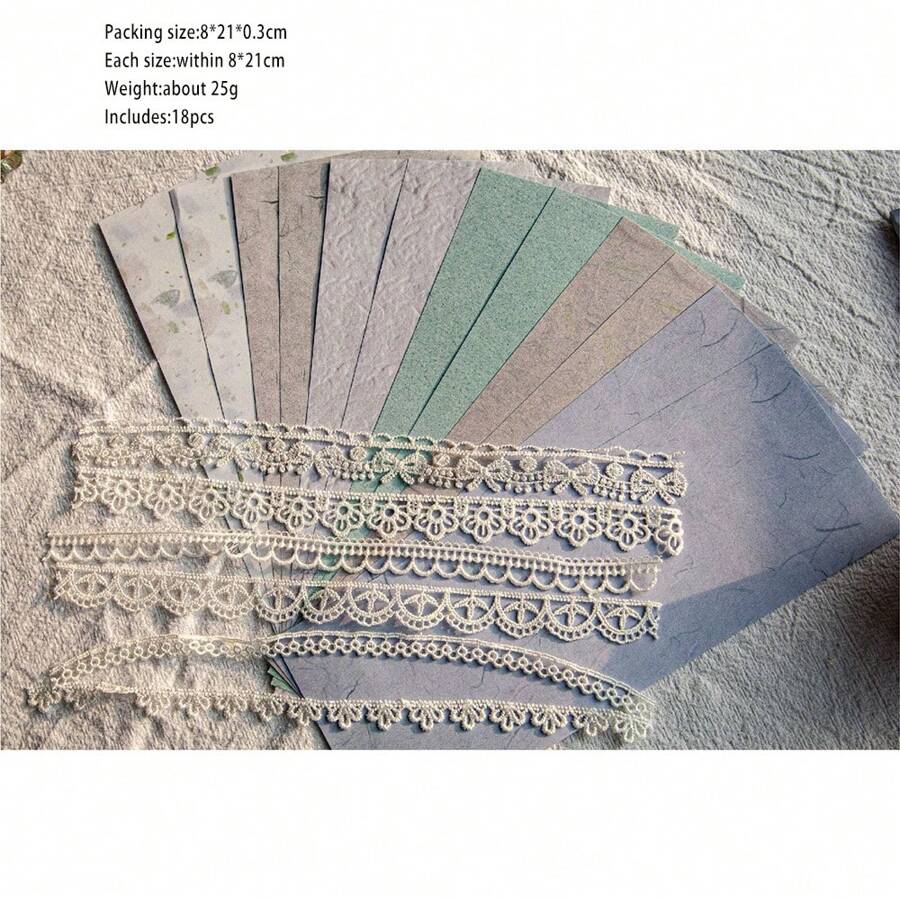 Saluo Series Mixed Material Craft Pack For Journal Decoration, 18pcs/Pack - White - View 1