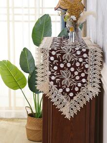 1入組蕾絲桌旗刺繡透明餐墊水溶性高密度桌布,豪華風格 - 透明 - 查看 9