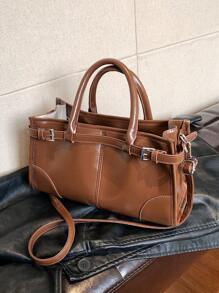 新款时尚手提包，简约优雅斜挎包，PU皮革复古都市风女包，通勤日常购物单肩包，斜挎包