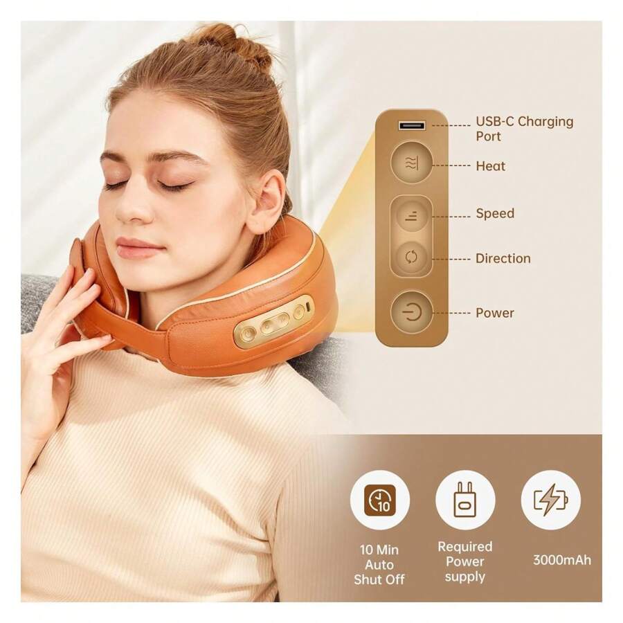 Neck Massager Shiatsu Heat Cordless Dersuma Rechargeable Cervical Neck Massage Cushion With