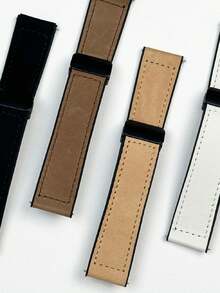 1pc Silicone Crazy Horse Pattern Apricot Watch Band Compatible With Huawei GT3/GT4/GT2/Watch4/Watch3 Pro 41/42/46mm, Honor GS3i - M Beige - View 2