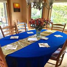 1 件金色 12 X 108 英寸閃光亮片桌布適合生日婚禮訂婚新娘送禮會嬰兒送禮會單身女郎節日慶典派對裝飾品 - 金色 - 查看 3