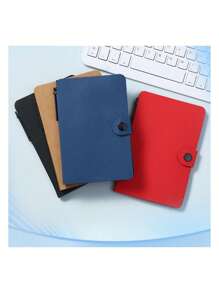 1pc Minimalist Transparent Sticky Note Booklet Set - Blank Pages, Snap Closure Faux Leather Hardcover - Including Adhesive Tearable Notes And Pen - Brown - View 1