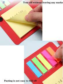 1pc Minimalist Transparent Sticky Note Booklet Set - Blank Pages, Snap Closure Faux Leather Hardcover - Including Adhesive Tearable Notes And Pen - Brown - View 4