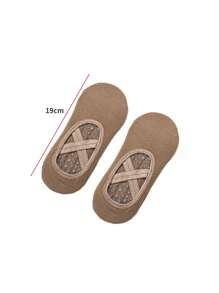 1 雙女防滑瑜珈襪,搭配圓點握把,適合運動和舞蹈 - 杏色 - 查看 2