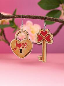 1對情人節可愛的矮人心形xo,貓,心形鎖匙形耳環女士 - 彩色 - 查看 15