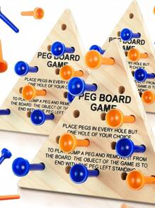 1 件木制三角钉游戏三角木制棋盘游戏家庭棋盘游戏木制策略玩具旅行游戏趣味拼图适合青少年和成人 - 彩色 - 查看 1