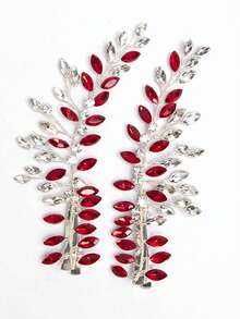 手工新娘頭飾歐美風格水晶水鑽合金髮夾夾髮飾 - 紅色 - 查看 3