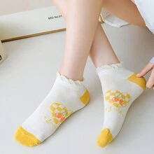 5雙女式水果和卡通印花蕾絲修飾可愛襪子 - 彩色 - 查看 4