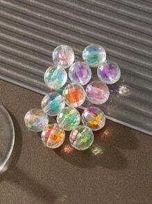10pcs Fashionable Mixed Color Faceted Round Beads With Straight Hole Diy Jewelry Making Accessory - Multicolor - View 1