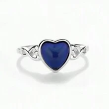 1 件心情石女式心形戒指,新娘婚禮訂婚週年紀念禮物,溫度敏感寶石首飾 - 銀色 - 查看 5