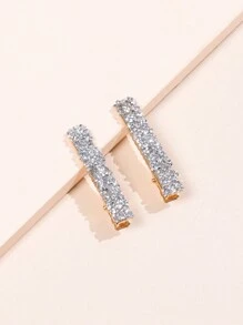 2 件裝彩色女式閃光水鑽寬髮夾,附字母設計,適合髮型設計和日常使用 - 彩色 - 查看 3