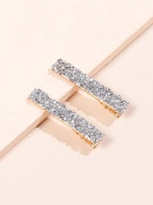 2 件裝彩色女式閃光水鑽寬髮夾,附字母設計,適合髮型設計和日常使用 - 彩色 - 查看 1