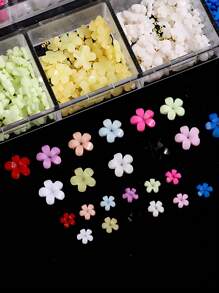 3D 立体混合白色花朵美甲装饰，蝴蝶造型水钻银色和金色合金珠子，可爱树脂卡通美甲装饰 - 彩色 - 查看 6