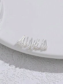 1pc 925 Sterling Silver 2mm Nose Stud Bone Tiny Nostril Piercing Jewelry - Silver - View 6