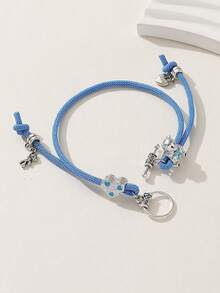 1 件适合女士和女孩的创意可爱可调节手链，带有字母、爱心、心形、熊等 Ins 风格设计。适合节日、派对和日常佩戴。 - 淺藍色 - 查看 3