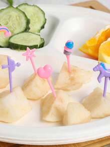 6pcs Random Color Cute Cartoon Unicorn Reusable Food Picks For Bento Box And Party Decoration,Kitchen,Christmas Gift