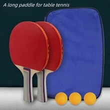 1支四星級桌球拍初學者訓練乒乓球拍套裝(包含2支拍和3顆球) - 紅色 - 查看 5