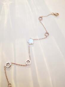 1 件不鏽鋼花瓣形時尚簡約手鍊 - 玫瑰金 - 查看 4