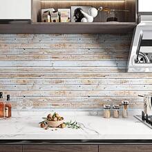 一卷5m北歐仿藍木紋宿舍直播背景牆酒吧廚房家具裝潢防潮防水防污便條自黏壁紙 - 淺藍色 - 查看 4