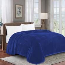 Solid Color Simple Plush Multi-Functional Blanket - Royal Blue - View 6