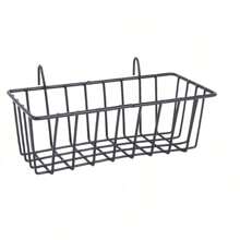 1pc Black Wire Mesh Storage Basket For Bookstore/Cafe, Hanging/Wall-Mount Wire Grid Panel Shelf, Creative Storage Solution For Kitchen/Bathroom - Black - View 1