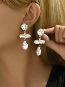 1pair European-American Style Colorful Rhinestone, Pearl & Tassel Design Women'S Party Fashionable Crystal Earrings - Multicolor - View 5