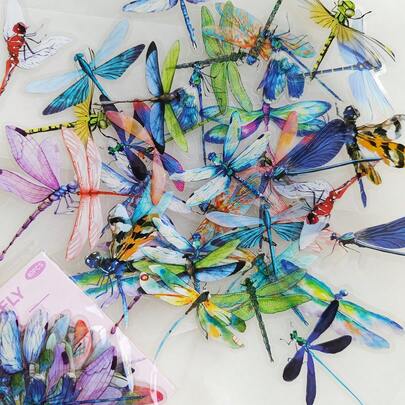 1pack/40pcs Nature-Themed Vintage Insect, Butterfly, Dragonfly Decorative Pet Stickers For Journal & Scrapbooking Back To School