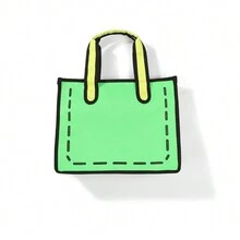 3D Cartoon Contrast Color Tote Bag Women Fashion Canvas Handbag - Green - View 11