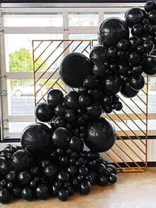 77入組黑色氣球套裝,精選有趣的乳膠氣球和花環,適用於婚禮、生日、新年派對背景裝飾 - 黑色 - 查看 5