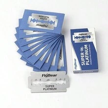 1pc Stainless Steel Black & Silver Mini Folding Straight Razor For Shaving, Barber, Eyebrow, Beard Trimming - 1 Box Of Blades (10 Pieces) - View 3