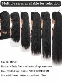 Pelucas De Cola De Caballo Negras Con Barba De Maíz De Varios Tamaños, Con Piezas De Cola De Caballo Ajustables Para Varios Estilos Y Longitudes, Adecuadas Para Uso Diario - Negro - Ver 5
