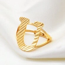 1只A-Z字母戒指，女性金色/銀色非洲字母首飾，可調整大小的英文字母指環，阿拉伯風格 - 彩色 - 查看 18