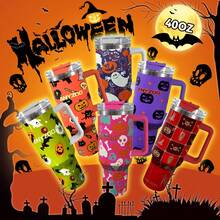 1pc 40oz/1200ml Cute Halloween Themed Handled Insulated Cup, V1.0 - Purple - View 7