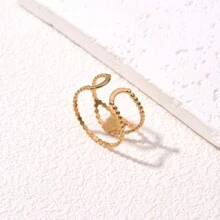 1pc Fashionable Simple Gold Stainless Steel Eye Ring - Eye Pupil Ring - View 3