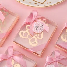 金屬書籤,帶有優雅絲綢流蘇和創意禮品盒,適合書籍愛好者、迎嬰派對、婚禮派對、特殊裝飾、賓客紀念品、姐妹禮物、最好的朋友禮物 - 粉色 - 查看 4