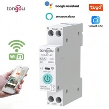 TONGOU 1pc TUYA WiFi Smart Switch Circuit Breaker Wireless Mobile Phone Remote Control Din Rail Switch 4 Timing Modes Function For Household Appliances Suitable For Smart Home
