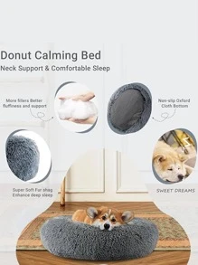 1pc HUITAIYANG Plush Solid Color Non-Detachable Pet Nest, Soft & Comfortable, Machine Washable, Suitable For Cats & Small/Medium Dogs, For Daily Use And Outdoor Carrying - Dark Grey - View 9