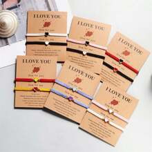 可調節的心形編織手繩,彩色繩子,情人節的最佳禮物給好朋友 - 彩色 - 查看 1