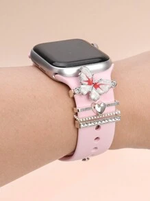 4 件/套金属猩红色和白色蝴蝶表带饰物装饰环兼容 表带配件兼容 Galaxy Watch 系列表带饰物 - 彩色 - 查看 1