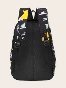 Fashion New Three-Piece Campus Backpack Set - Black - View 4
