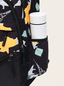 Fashion New Three-Piece Campus Backpack Set - Black - View 6