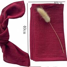 6入組酒紅色厚款晚餐餐巾 - 酒紅色 - 查看 2